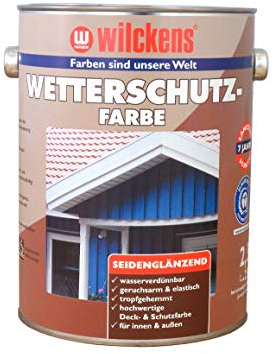 Wetterschutzfarbe 2,5 l Anthrazitgrau Farbe ca. 25 m² Holzfarbe Innen Außen Wilckens Deckfarbe
