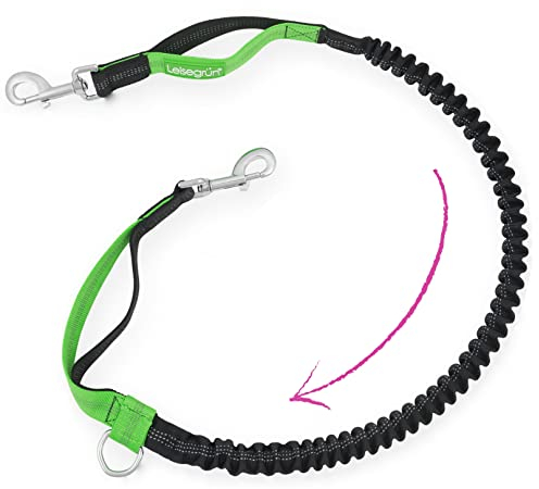 Leisegrün Bungeeleine für mittelgroße Hunde bis 25 kg - Elastische Hundeleine für Joggingleine - Länge 135 cm bis 185 cm - Breite 20 mm