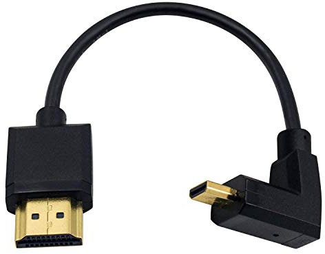 Duttek Câble HDMI vers micro HDMI, extrêmement fin et flexible, câble micro HDMI mâle vers HDMI mâle, prise en charge 1080p, 4K, 3D (coudé vers le haut 15 cm)