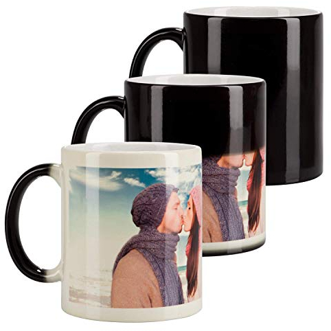 PR Service Tazza Magica in Ceramica Personalizzata con Foto e Scritta Stampata Il tuo Logo la tua Immagine Certificata per uso Alimentare Idea Regalo Natale Festa della Mamma Papà San Valentino
