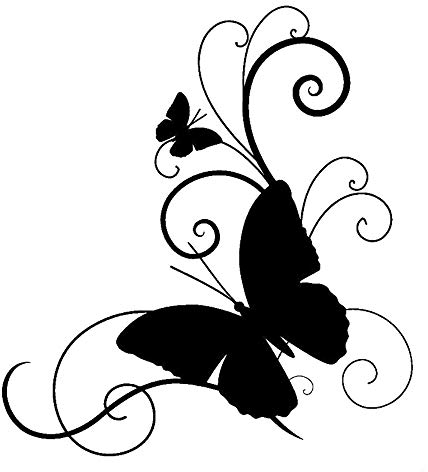 EROSPA® Aufkleber KFZ Auto Motorrad - Schmetterling/Butterfly mit Ranke - Car-Sticker (Schwarz)