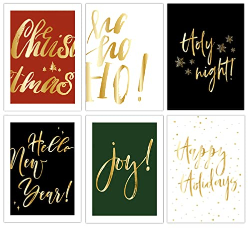 Papierdrachen Weihnachtskarten Set - 12 liebevoll gestaltete Postkarten zu Weihnachten - Kunstdruck zum Verschicken, Pakete dekorieren und Sammeln - Grußkarte Big Words - Set 20