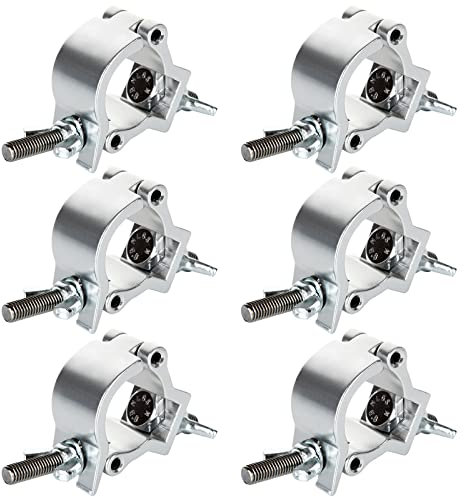 CertBuy 6 Pack Stage Light Clamp 2 Inch Aluminum Lighting Clamp Heavy Duty 165lb Premium Truss O Clamp for DJ Lighting Par Lights Spot Lights