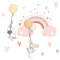 Little Deco Kinderzimmer Wandtattoo Mäuse mit Ballons I 45 x 30 cm (BxH) I Herzen Babyzimmer Aufkleber Wandaufkleber Regenbogen Klebeposter Stickers DL212-40