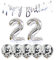 2 Luftballons Zahl 22 silber+5 Konfetti Luftballons+silber banner Folienballon 22.Geburtstags deko Männer frauen 22 Jahr Geburtstags deko Zahlenballon 22 Luftballons 22 Geburtstags Mann frau
