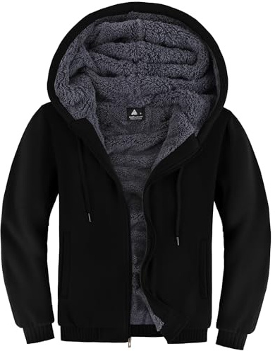 SwissWell Herren Fleecejacke mit Kapuze Sweatjacke Gefütterte Reißverschluss Fleece Hoodie Warm Outdoor Jacke Winter Kapuzenjacke