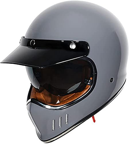 ZLYJ Solider Retro-Motorrad Integralhelm, Motocross ATV Helm, ECE-zertifizierter Multifunktionshelm, Persönlichkeit, Cooler Vierjahreszeiten-Schutzhelm H,Medium