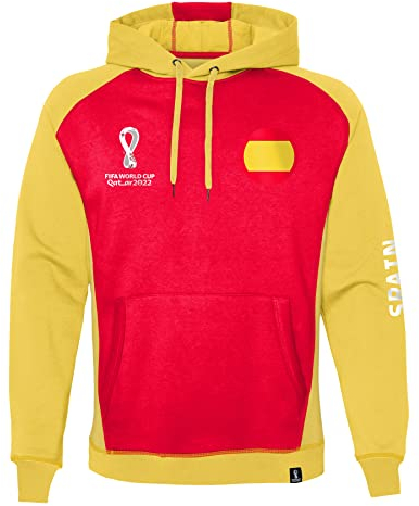 FIFA Felpa con Cappuccio Ufficiale World Cup 2022, Rosso/Giallo, XXL Uomo