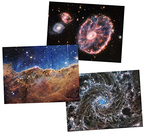 Artery8 NASA James Webb Space Telescope Phantom Cartwheel Galaxy Carina Nebula Cosmic Cliffs Pack of 3 Large Wall Art Posters