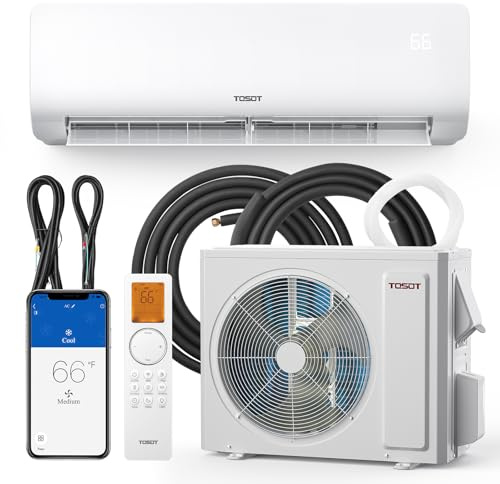 TOSOT 12,000 BTU Mini Split Air Conditioner & Heater, 19 SEER2 Ductless Inverter AC with WiFi, Alexa Compatibility, 208-230V, 16ft Copper Line Set, Cosmo Series