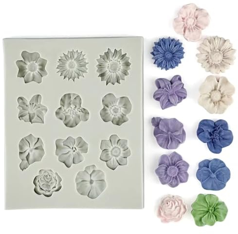 KHDULQ Molde de silicona, diseño de flores, mini moldes de silicona, molde de silicona 3D, no es fácil de deformar, reutilizable