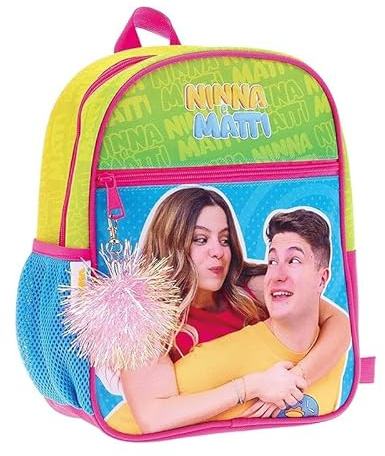 FCP Kindergartenrucksack Ninna & Matti pink für Mädchen + Gratis Schlüsselanhänger mit Pailletten + buntem Stift, mehrfarbig
