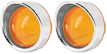 HCmotorku Motorrad Bullet Amber Blinker Objektivabdeckung mit Chrom-Visierblenden passend für Harley Dyna Sportster Softail Touring Street Glide Road King 2St