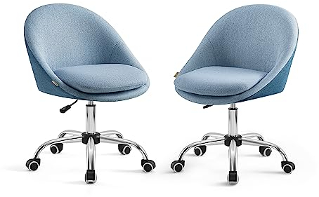 SONGMICS Homeoffice Stuhl, 2er Set, Drehstuhl, Schreibtischstuhl, Schaumstoffpolsterung, höhenverstellbar, für Arbeitszimmer, Schlafzimmer, blau OBG920Q01