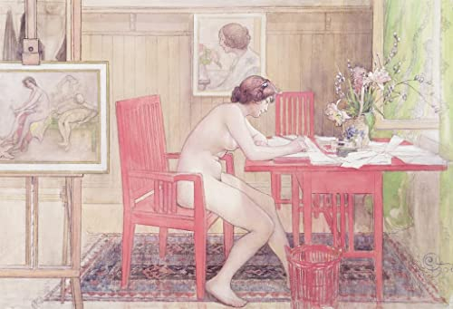 FADISA Bild Auf Leinwand Leinwand Mit Bild Bekannt Modellschreiben Postkarten von Carl Larsson für Office Home Decor 60x90cm