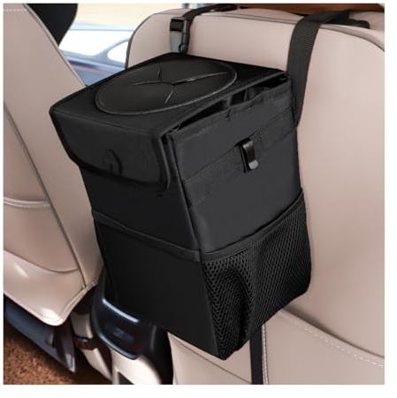 JNNJ Papelera Coche, Papelera Auto Con Tapa, Almacenamiento Impermeable Tela Oxford Plegable Contenedor Basura Automóvil, Universal