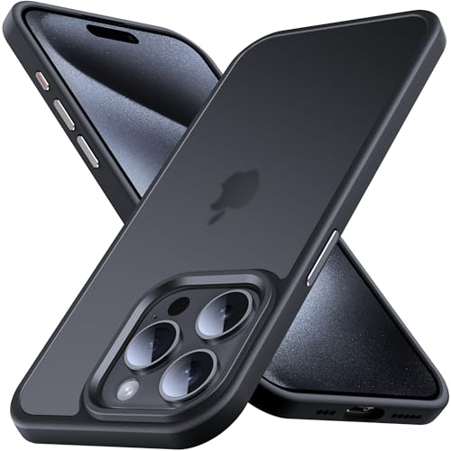 Anqrp Cover per iPhone 15 Pro, [Militare Antiurto] [Ricarica Wireless] Antigraffio Silicone Traslucido Case e Morbido Ultra Sottile TPU Bumper, Custodia per iPhone 15 Pro (6.1), Nero