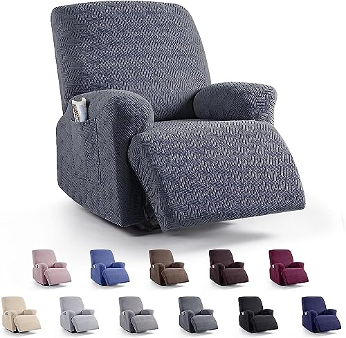 LINGKY Stretchhusse für Relaxsessel, Stretch Sesselbezug 1 Sitzer Sesselschoner mit Tasche, Sesselschoner für Relaxsessel Waschbar Sesselbezug Bezug für Husse Relaxsessel (Dunkelgrau,1 Sitzer)