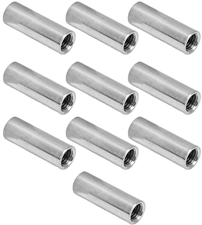 Tissting 10 Stück Lange Stangenmutter M10 x 1,5 Innengewinde 14mm OD 40mm Länge Rundes Langmuttern Gewindehülsen Edelstahl Verbindungsmuttern Set für Ersatz Wartung