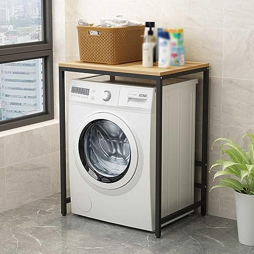 YWQJL Waschmaschinenschrank Überbauschrank Für Trockner Waschmaschine Waschmaschinenregal Holz 60 cm Breit Überbau Regal Über Waschmaschine Washing Machine Cabinet,SchwarzerRahmen+Holzplatte