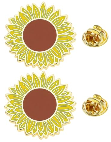 The Lord of the Tools 2pcs Broche Tournesol en Métal Émaillé Badge Épingles à Revers Épinglettes avec Boucle Papillon Invisible Tournesol Jaune Vif pour Décorer Dacs à Dos Chapeau Vêtements