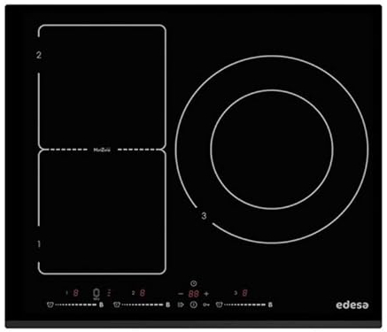 EDESA Placa EIM-6331 HT BQ B con biselado frontal Panel de control tipo Multi Slider Touch Selector de potencia individual con 9 niveles y Booster Selector de temporizador Ancho 59 cm Color Negro