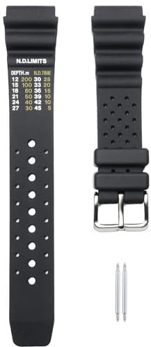 TIMEWHEEL Uhrenarmband aus weichem Gummi, 20 mm, schwarz, kompatibel mit Citizen Hyper Aqualand Duplex Promaster Sporttaucheruhren