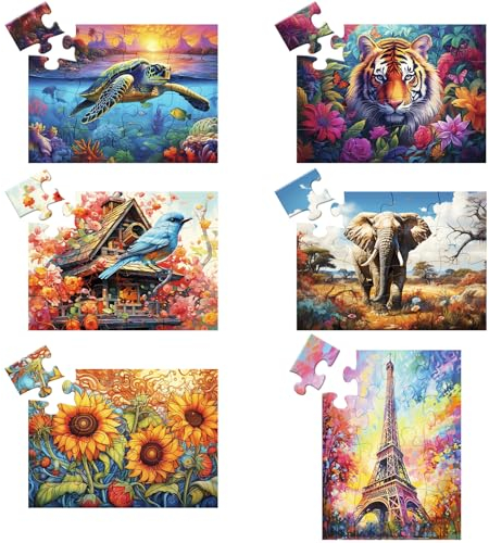 6er-Pack 16 große Puzzleteile für Senioren, Puzzles, Demenz, Alzheimer-Produkte und Aktivitäten, Alzheimer-Puzzle, ältere Erwachsene, kognitives Spiel, Geschenk für Patienten im Pflegeheim