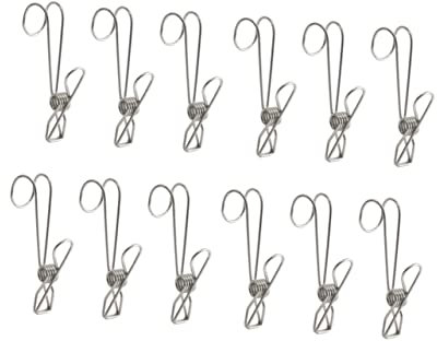MAGICLULU 12pièces Clips À Linge Acier Inoxydable Pinces Multi-usages Antivol pour Séchage De Vêtements Accessoire Pratique pour Ligne À Linge Et Décoration
