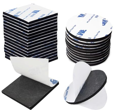 BAVALIN 40 Pezzi Pads Nastro Biadesivo Schiuma - Nero Quadrati Tondo Pad Biadesivo Extra Forte Nastro Biadesivo Extra Forte Impermeabile per la Casa, Ufficio e Auto