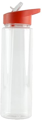 Clear Water Bottle - Filter-Enabled Leak-Proof Sports Bottles - 750ml Clear Plastic, Flip-Top Lid, Reusable Design for Health-Conscious Gym-goers, Students, Athletes, and Cyclists (Red)