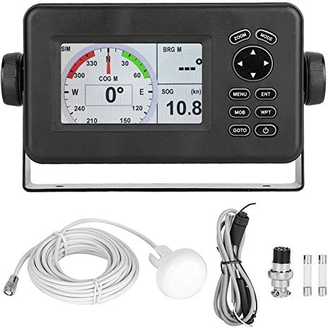 aqxreight Navigation GPS pour Voiture, Portable -528A 4,3 Pouces LCD Couleur Navigateur GPS Marin Localisateur D'alarme Classe B Transpondeur AIS Combo