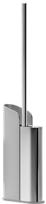 COSMIC Flat Silicone Bathroom Loo Brush with a Flexible and Ultrafine Design. Dual-Mount Toilet Brush Holder for Floor or Wall Installation. Chrome Color Brush Holder