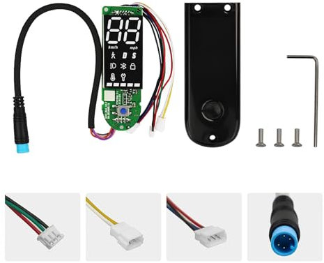 Elektroroller Scooter Armaturenbrett, PCB Wasserdichtes Scooter Armaturenbrett mit Bluetooth LCD Display, 3 Verbindungskabel Dashboard Platine mit Abdeckung kompatibel für Ninebot MAX G30 Scooter