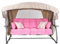 PATIO Hollywoodschaukel 3 Sitzer mit Liegefunktion Ravenna Lux 170 cm mit Auflagen Seitenkissen Seitentische Sonnendach Moskitonetz rosa