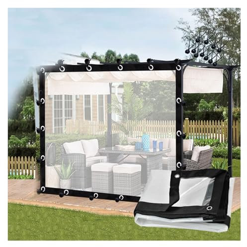 CYTZS Rideau pour Terrasse Extérieure Bâche Transparente en PVC avec Œillets Panneaux Latéraux Imperméables pour Balcons, Toits, Pergolas, Personnalisable(2x3m/6.56x9.84ft)
