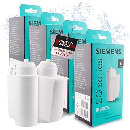 MEISTERZWECK4U 4x Wasserfilter TZ70003, kompatibel mit Siemens Kaffeevollautomat Kaffeefilter EQ-Serie Supresso Einbauvollautomaten - Brita Intenza Filterpatrone für Kalkschutz, Geschmacksverbesserung