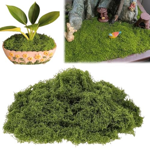 AhLmA 200 g Dekoratives Künstliches Moos für Aquarienmoos Künstliche Pflanzen Moospflanzen Moosen Geeignet für Wandarbeiten Moosaquarium-Modellbau (dunkle Farbe)
