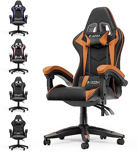 Racingreat Gaming Chair,Ergonomic Gaming Chair for Adults, Height Adjustable Reclining Computer Game Chair Comfortable with Headrest and Lumbar Support (Without Footrest, Orange)