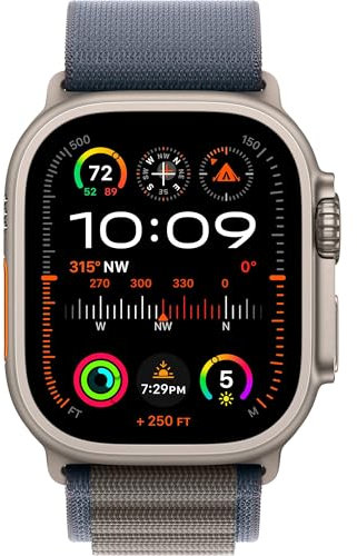 Apple Watch Ultra 2 [GPS + Cellulare, 49MM] - Cassa in titanio con Alpine Loop Bleu, M (Ricondizionato)