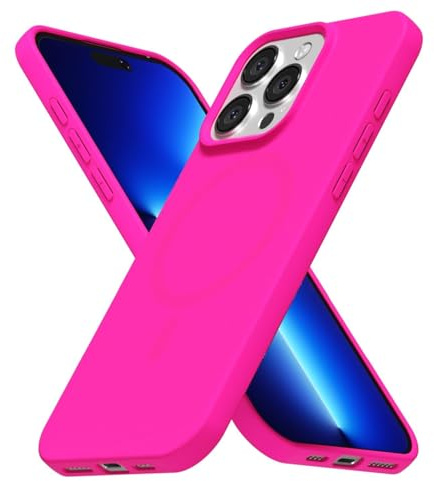 LoeoeL for iPhone 13 Pro Max Case Silicone Mag Safe, Compatible with Magsafe Ultra Slim Thin Magnetic Phone Case for Women Girls, Soft Rubber Gel Matte TPU Solid Color Minimalist Cover, Hot Pink