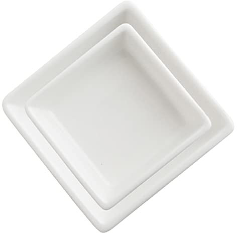 Amosfun 2 Pièces Assiette à Goûter En Céramique Mini Assiettes à Dessert Assiettes à Collation Carrées Plat à Sauce Bols à Trempette Blancs Assiette D'assaisonnement Ménager Blanche