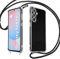 E-Lush Handyhülle für Samsung Galaxy S24 FE 5G Hülle mit Band, Transparent Silikon Handy Hülle für Samsung S24 FE Schutzhülle mit Kordel Abnehmbar, TPU Stoßfest Case zum Umhängen Necklace, Schwarz
