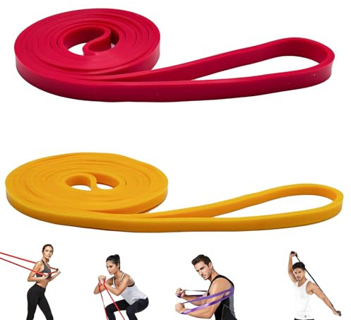 Fitnessbänder TONZACK Resistance Bands mit 2 Stufen Widerstandsbänder Krafttraining Trainingsbänder für Fitness, Muskelaufbau,Yoga, Pilates,Physiotherapie Gelb/8-15 LBS Rot/15-35 LBS