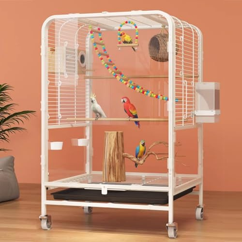 Large Bird Cage Indoor Aviary with Stand for Cockatiels, African Grey, Quaker Parrots, and Conures - Wrought Steel, 30.3-Inches