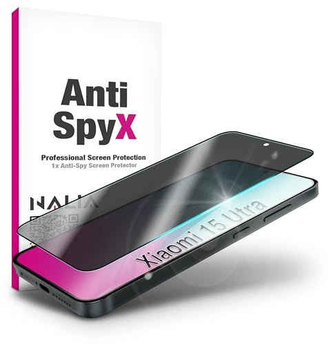 NALIA Privacy Blickschutzglas für Xiaomi 15 Ultra - Schutzglas, Schwarz | Ab 28° blickdicht für Seitenblicke, Hüllenfreundlicher Rand, Reinigungsset dabei, Ultraglatt und reaktionsschnell