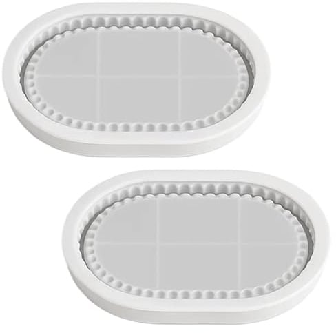 2 StüCke Gießformen Silikon, Silikonformen GießFormen Tablett, Untersetzer Spitze Schmuck Teller, Epoxidharz Tablett Form, Aufbewahrung Tablett Beton Gipsform Handwerk