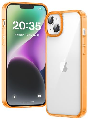 Voyahülle Clear Case for iPhone 14, Ultra Thin, Shockproof TPU Cover, Anti-Yellowing, Crystal Clear, Phone Case for Apple iPhone 14 - Orange