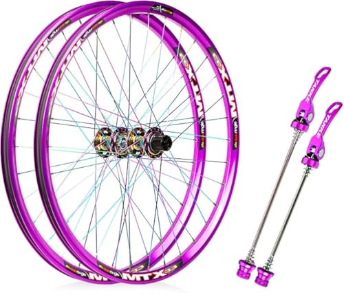 KUNYOS MTB Räder 26/27,5 Zoll Scheibenbremse Aluminiumlegierung Vorderrad Hinterrad Vorne 2 Hinten 4 Lager 8-12S Kassette,Lila,26inch