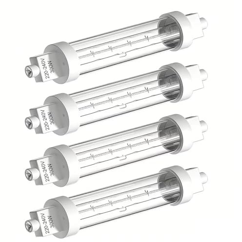 MONDEX Lampadina Alogena R7S 118mm 300W 230V, 118mm Lampadine Alogena R7S Dimmerabile J118 Lineare Alogena Luce Bianca Calda 2300K, Food Gantry Heat Bulb per Buffet, Mensa, Cucina, Scuola, 4 Pezzi
